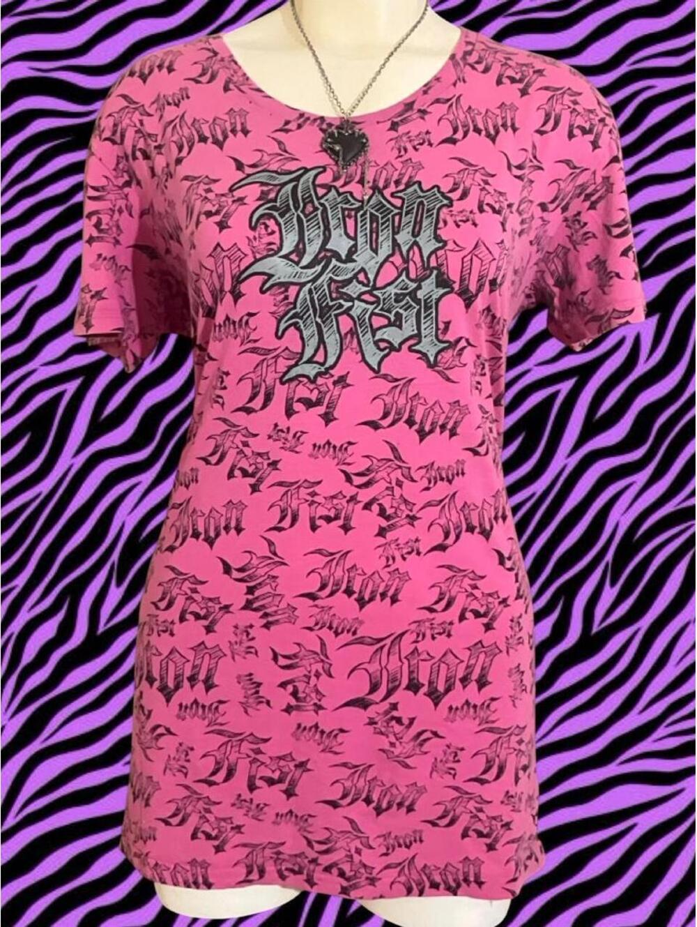 Amazing Y2K bright pink Pink Iron Fist T-Shirt